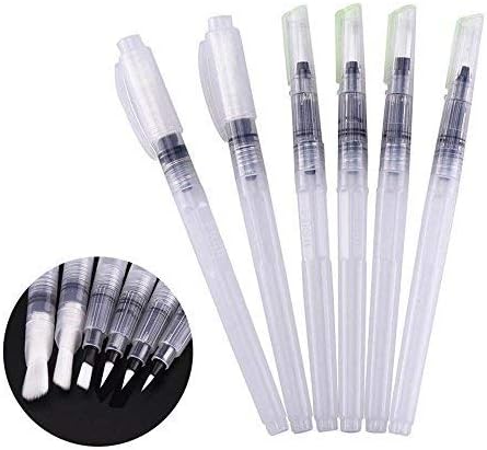 Soucolor Water Coloring Brush Pens, Set of 6 Brush Tips for Watercolor Painting, Water Soluble Pencils, Brush Pens, Markers, Solid Colors or Powdered Pigment