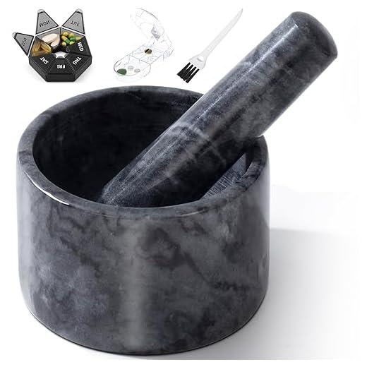 Fasolahome Pill Crusher, Mini Marble and Pestle Set, Pill Crusher Grinder Fine Powder, Arthritic Hands Pill Grinder