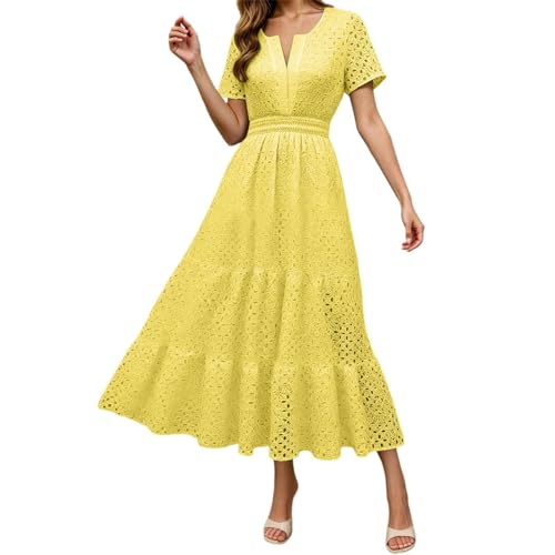 Robe d'été longue ample col en V pour femme élégante