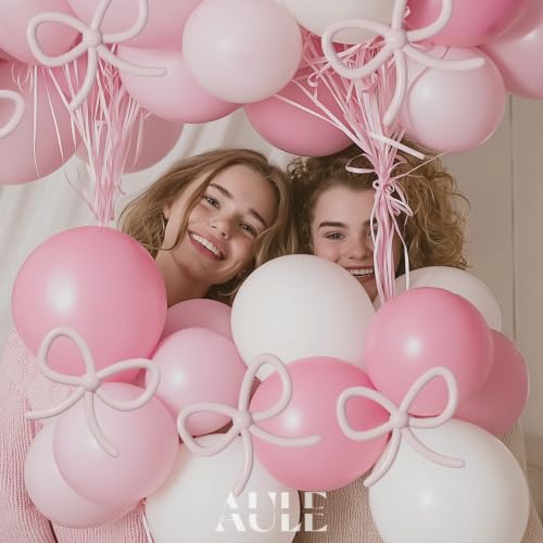 Image of AULE Pink Balloon Arch Kit 155Pcs Light Pink White Balloons | Macaroon Pink Balloons Garland for Birthday Wedding Gender Reveal Anniversary Bridal Princess Theme Party Decoration