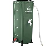 Rain Barrel - 26.4-Gallon/100-Liter Collapsible Water Container for Catching Rainwater - Portable Water Tank with Spigot by Pure Garden (Green