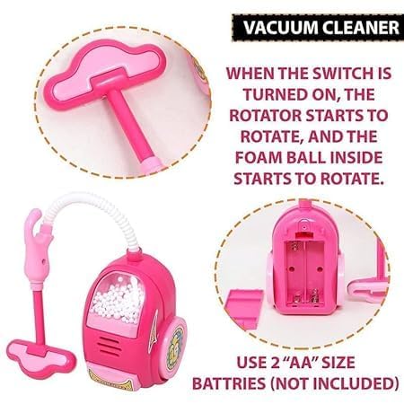 Budetto Mini Kitchen Appliances Set for Girl Washing Machine, Iron, Vacum Cleaner, Swing Machine Toys Household Set for Kids with Realistic Sound 4 Pieces Battery Operated Pretend Play Set - Image 4 thumbnail