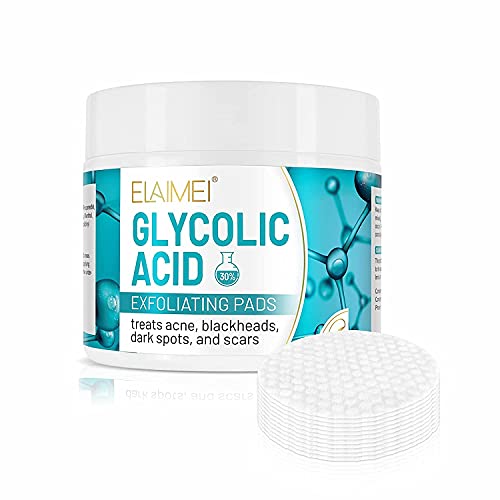 Glycolic Acid Pads 30% for Face Body, Glycolic Acid Peel Exfoliating and Moisturizing Wipe Resurfacing Facial Peel, Dark Spots, Acne Pads, Blackhead Remover, Reduce Wrinkles & Fine Lines Glycolic Cleansing Pads, 50 Count