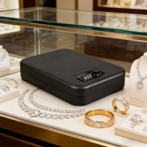 Étui à bijoux en fer compact robuste avec fermeture à code