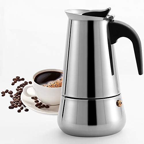 Moka Pot, Stainless Steel Moka Coffee Pot Stovetop Espreeso Coffee Maker Percolator Coffee