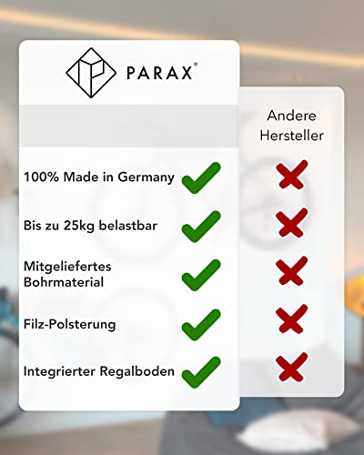 Fahrrad-Wandhalterung von PARAX mit Regalboden zur platzsparenden Aufbewahrung