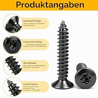 110 Stk Torx Holzschrauben Schwarz M4X20mm Schwarze Schrauben Senkkopf – Ansicht 3