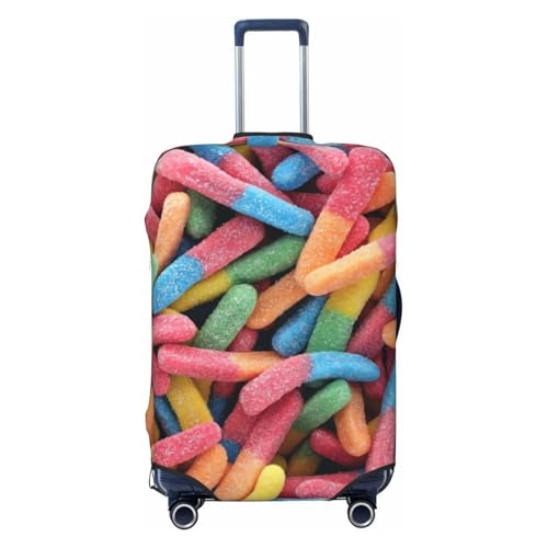 Sour Gummy Worms Luggage Cover, Protective Washable Suitcase Cover - Travel High Elastic Fibers Suitcase Protector Fits X-Large