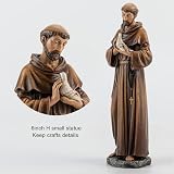 BC Catholic Saint Francis Statue, Inspirtional Garden Figure, St Francis Patron Saint of Animals,Religious Gift, Devout Home décor,6" H, Renaissance Sculpture Handmade by Buildclassic