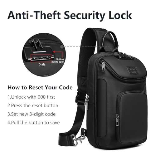 image for reeyee Sling Bag for Men, Anti Theft Crossbody Bag,Waterproof Shoulder