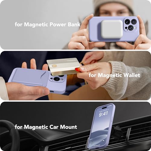 Image of Magnetic for iPhone 13 Pro Max Case, Compatible with MagSafe, [Full Camera Protection][Screen Protector] Silicone Shockproof Protective Phone Case for iPhone 13 Pro Max 6.7 inch, Lilac