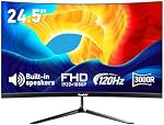 Gawfolk 24.5 Inch Gaming Curved Monitor Built-in Speakers, 3000R 120Hz PC Screen Full HD 1080P, HDMI 2.0, VGA, Wall Mount Compatible 75 * 75mm