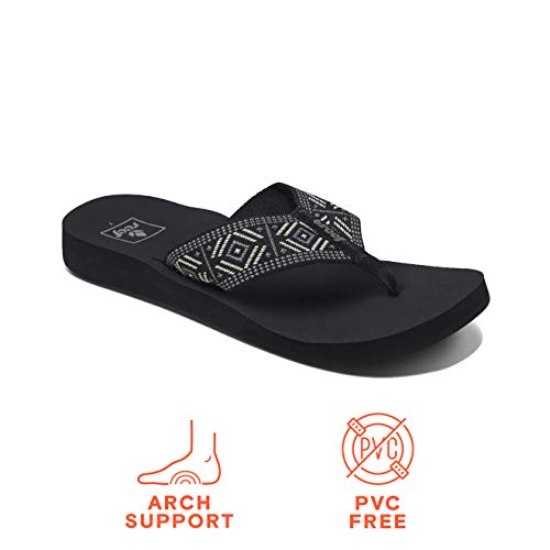 Reef Women's Sandals, Reef Spring Woven, Black/White, 11 #TOP22