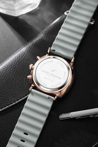 Image of Daniel Hechter Paris Cluny Collection Multifunction Watch for Men with Round Dial, Date Display Function, Quartz Movement and Wavy Pattern Silicon Strap - DHM1019