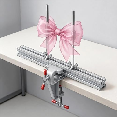 Professional Metal Bow Maker Tool with Adjustable Scale, Heavy Duty Table Clamp Crafting Station for Ribbon Art, DIY Hair Accessory & Gift Wrapping Supplies