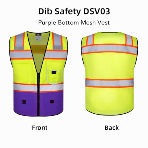 Dib Safety Reflective Safety Vest Made with 3M Tape, Yellow and Purple 3XL by Dib Safety - Used condition - Image 6