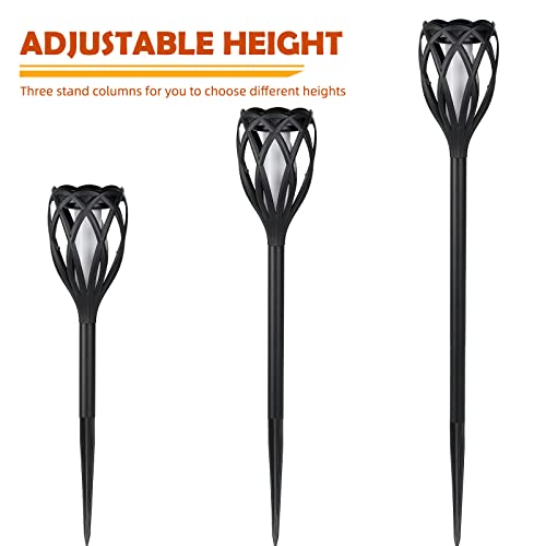 Solar Yard Tall Solar Lights, 3-In-1 Pathway Torch Lights With Flickering Flame 4-Pack Led, Solar Landscape Lights For Garden Lawn Patio Yard Outdoor Decorations Dusk To Dawn Auto On/Off, Flash Black #TOP4