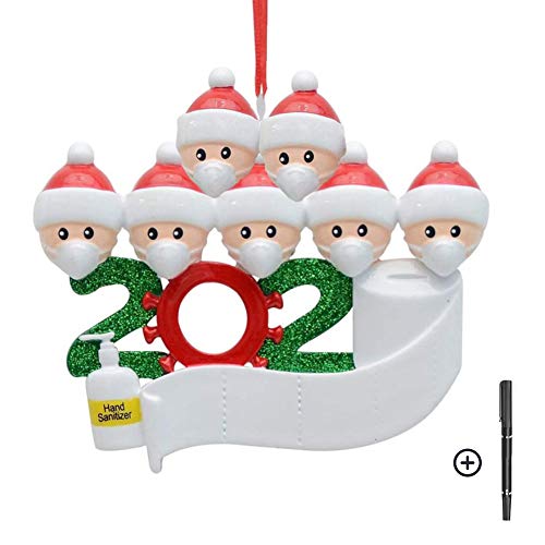 Pingente de Natal EFINNY 2021, ornamentos personalizados Covid Quarentine Survivor Family of 2 com m