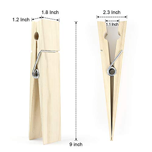 9 Inch, Giant Clothespins, Jumbo Wood Clips For Diy Craft, Bathroom Or Laundry Room Decoration, 2 Pcs #TOP1