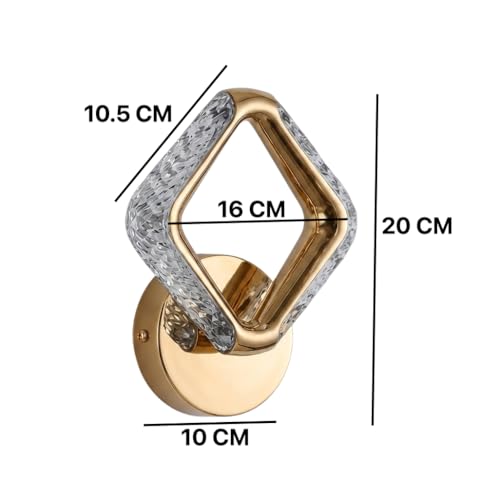 Image of Groeien Pack of 2 | 10W | 3 Color Modern LED Diamond Shape Crystal Wall Sconce Gold Wall Light for Bedroom Living Room Corridor Lighting Fixtures Wall Mount(Diamond Crystal-Golden, 2)
