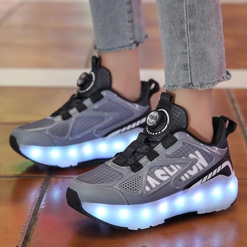 Kids Roller Shoes Boy Girl Sneakers, Outdoor Sport Shoes Sneakers with 4 Wheels Unisex Skateboarding Shoes Retractable Skating Shoes for Birthday Children's Gift3