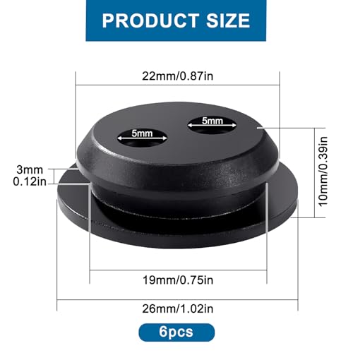 VooGenzek 6 Stücke Benzintank Gummistopfen, 2 Löcher Gummitülle Dichtung, Kraftstofftank-Gummidichtungen, für Freischneider, Trimmer, Rasenmäher, Teile