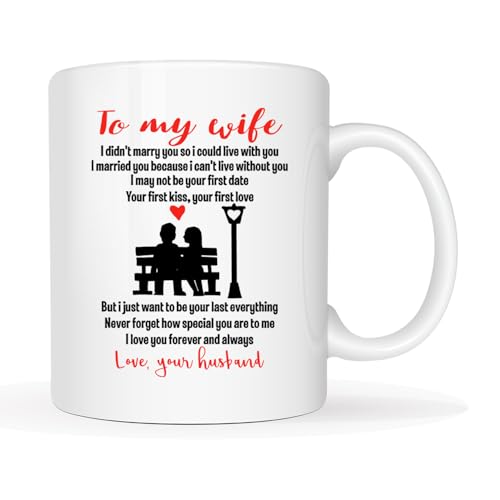 MAUAG To My Wife Coffee Mug, Valentine's Day And Birthday Gift for Wife Women from Husband White, 11 Oz