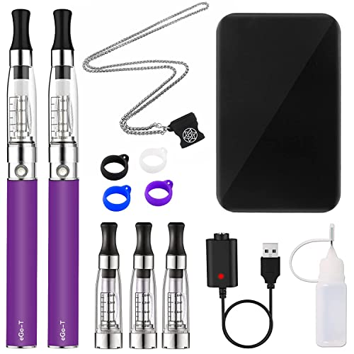 E-cigarette Vape Pen Starter Kit 2 E-cig Pens, Top Fill 1.6ml Cartridge, Ego Rechargeable Battery, No Nicotine