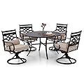 Sophia and William Swivel Patio Dining Set for 4, Outdoor Table and Chairs, Removable Seat Cushions, Black 42" Round Patio Dining Table