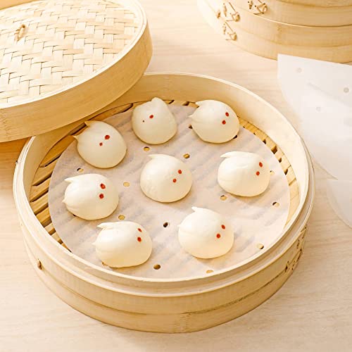 Geeric Steam Parchment Paper, 8 Inch Air Fryer Parchment Paper Liners, 100Pcs Round Perforated Bamboo Steamer Liners, Baking Liner For Air Fryers Baking Cooking Oven (White) #TOP6