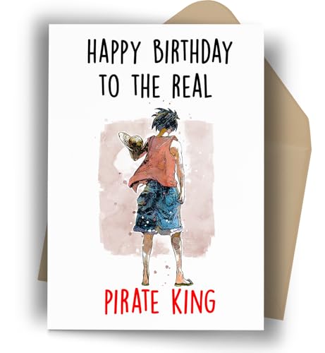 The Real Pirate King Birthday Card | Anime Greeting Card | Anime Gifts | Birthday Gift for Anime Fan | Blank Card