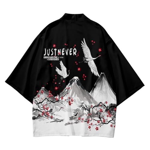 Image of DOVWOER Women's and Men Cardigan Jackets Japanese Kimono Casual Open Front Lightweight Coat