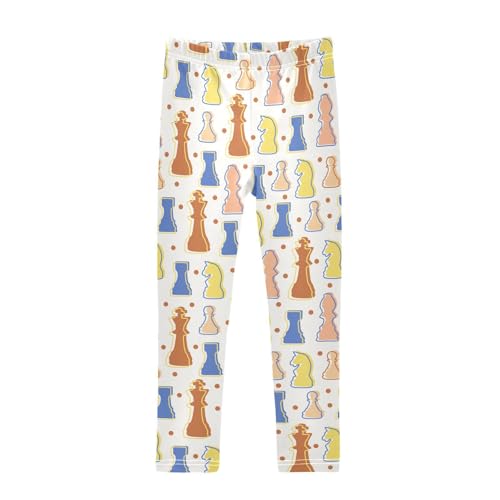 ZZKKO Girls Leggings Chess Colorful Figures Toddler Girls Clothes Leggings for Girls Toddler Girls Leggings 3-4T
