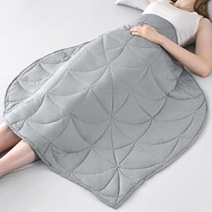 Kivik Weighted Lap Blanket 7 lbs for Adults, Cooling Small Weighted Blanket Leaf Pattern, Portable Travel Weighted Lap Pad for Relaxation, Napping, All-Season Throw Blanket, Grey 40″x52″