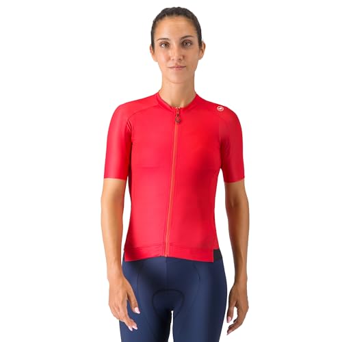 Castelli Jersey espresso para mujer con tejido elástico transpirable para ciclismo de grava y ciclismo de carretera, Hibisco/gris oscuro, M