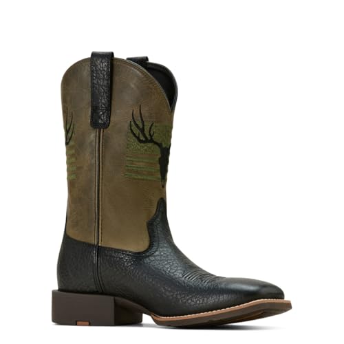 Ariat Men's Sport Antlers Cowboy Boot, Black Adobe/Four Leaf Clover, 12 Wide3