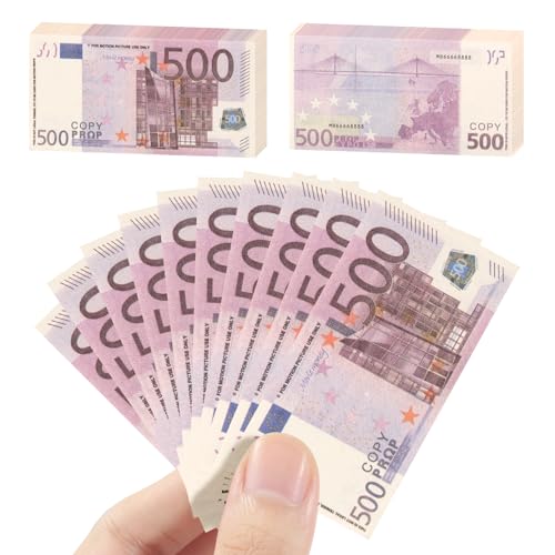 Mecool 2.40 x 1.26" 100 Pcs €500 Euros Bills Pretend Cash | Fake Money for Movie, Videos, Magic or Board Game | Prop Money UK Fake Notes | Play Shop Accessories