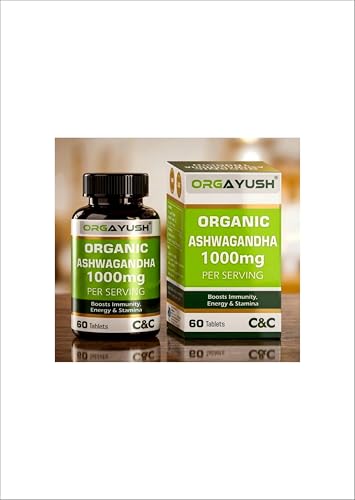 Image of Organic Ashwagandha 1000mg Tablets - Energy, Strength & Stamina Support Supplement, Stress Support & Sleep Wellness Formula with Himalayan Ashwagandha (Pack of 2)