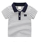Fashion Polo T-Shirt for Boys Cartoon Pattern 2-6 Years Summer Kids Tops Baby Polo Kids Shirts. (US, Age, 2 Years, White & Blue Line)