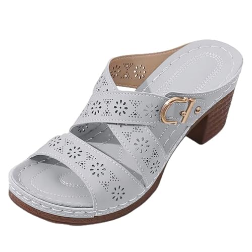 Wedge Sandals for Women Comfortable Open Toe Dressy Low Heel Sandals Summer Fashion Hollow Out Cross Buckle Strap Walking Shoes Lightweight Breathable Cut Out Wedges