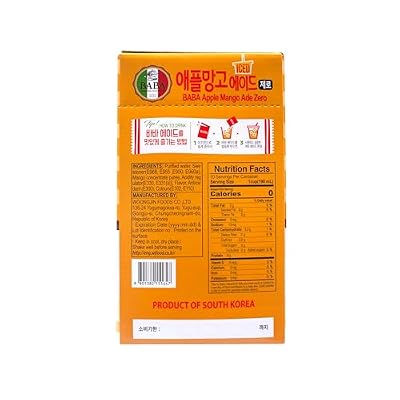 Korean Convenience Store Ade Drink Pouches, Ready-to-drink, Easy-Cut Pouch Drinks, Pack of 10 - Apple Mango Ade Zero