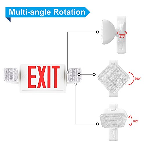 SPECTSUN 6 PACK Exit Sign with Emergency Light, Red Emergency Exit Lights with Battery Backup-Ebulb Emergency Power Led Light Bulb,Elm2 Emergency Light,Emergency Lights for Home Power Failure