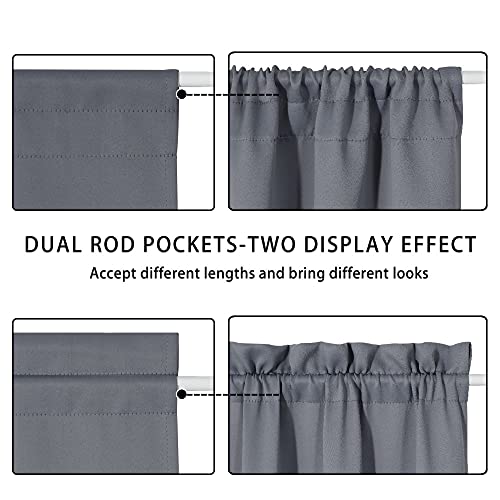 Panovous Grey French Door Curtains For Small Windows Elegant Curtains For Door Window Sidelight Curtain Grey 25X40 Inch 1 Panel #TOP4