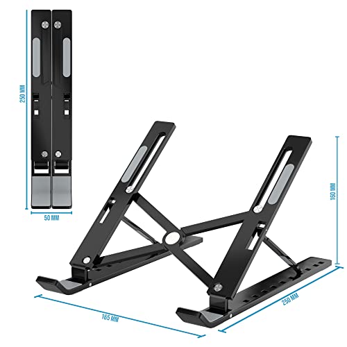 Image of APPUCOCO Laptop Stand for Desk, Adjustable Portable Laptop Holder, Foldable Computer Stand Anti-Slip Laptop Riser Compatible with Upto 15.6 inch(39.62cm) Laptops-Black