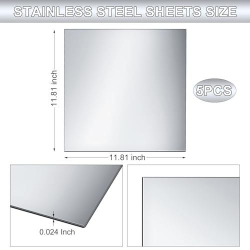 image for Gisafai 5 Pcs 304 Stainless Steel Sheets Stainless Steel Plates Mirror