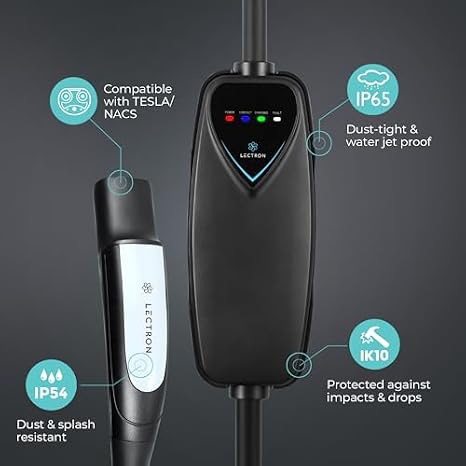 Lectron Bundle - Level 2 Tesla Charger (WiFi Version) - 240V/40 Amp, NEMA 14-50 Plug - Portable Electric Car Charger for Tesla - Compatible with All Tesla Models 3/Y/S/X & Cabin Air Filter Replacement