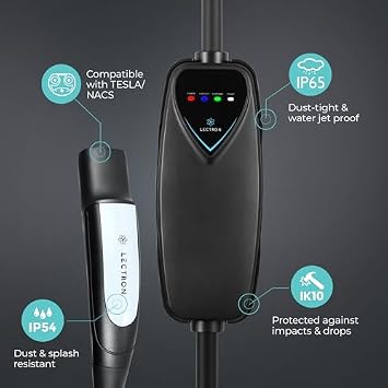 Lectron Bundle - Level 2 Tesla Charger (WiFi Version) - 240V/40 Amp, NEMA 14-50 Plug - Portable Electric Car Charger for Tesla - Compatible with All Tesla Models 3/Y/S/X & Cabin Air Filter Replacement