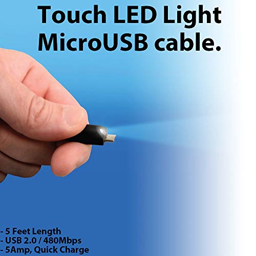 Miniatura 2 de El cable microUSB LED brillante funciona para la zona de bomba BluAnt con luz LED activada al tacto (5 pies)