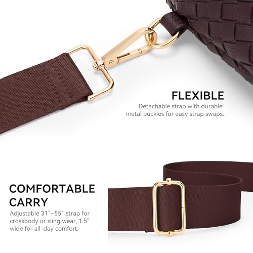 Image of KALIDI Woven Crossbody Bag for Women Travel Vegan Leather Checkered Bum Bag | Fanny Packs for Woman Trendy Cross Body Sling Purse for Casual Everyday Daily Errands Shopping Trip Festival