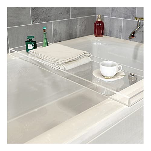 YOGANHJAT Badewannenablage Ablage Acryl, Badewannentablett Badewannentablett Ablage Badewanne Wannenablage für Bett Bathtub Tray Bath Tablet Smartphone Wein Buch,Weiß,82x20cm Cover